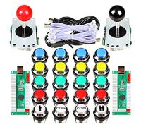Avisiri 2 Player Arcade Joystick DIY Kit 2 x 8 Way Joystick + 20x Chrome LED Arcade Buttons Game Kit for PC Raspberry Pi Video Games (Mix Kits)