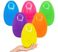 Aviski 6Pcs 7.3'' Jumbo Large Plastic Easter Eggs for Kids Egg Hunt Basket Bag Empty Stuffers Fillers, Toys Filling Treats & Easter Theme Party Supplies Favor
