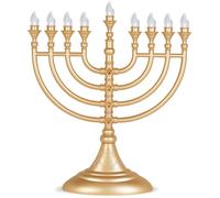 Aviv Judaica Traditional LED Electric Hanukkah Menorah - Battery or USB Powered - Includes a Micro USB 5' Cable