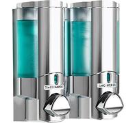 Aviva Chrome Finish Double Soap Shampoo Gel Dispenser (2 X 325ml) - Secure Adhesive Fixing - Screws not required