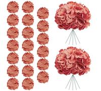 AVIVIHO 20Pcs Burnt Orange Hydrangea Artificial Flowers Bulk Realistic Silk Faux Hydrangea Heads with Stems Fake Flowers for Wedding Centerpieces, Arch,Baby Shower,Home,Party DIY Decoration