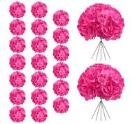 AVIVIHO 20PCS Hot Pink Hydrangea Artificial Flowers Bulk Realistic Silk Faux Hydrangea Heads with Stems Fake Flowers for Wedding,Party,Home,Table Centerpieces, Arch,Baby Shower,Party DIY Decoration
