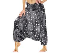 AviviRuth Women's Casual Boho Printed Loose Baggy Gypsy Hippie Yoga Harem Pants, Moon Stars, One size