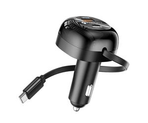 Avizar 3-in-1 75W Car Charger USB-C / USB-A / Integrated Retractable Cable 75cm