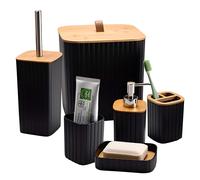 Avizar 6-piece Bathroom Accessories Set Trash Can Soap Dispenser