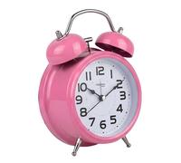 Avizar Analog Table Clock for Bedroom Double Bell Elegant, Pink