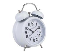 Avizar Analog Table Clock for Bedroom Double Bell Elegant, White