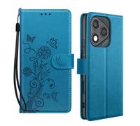 Avizar Butterfly Flower Case for Honor 400 Lite Wallet with Lanyard, Blue