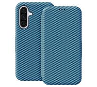 Avizar Carbon-Fiber Effect Case for Galaxy A37 with Anti-RFID Card Holder, Blue