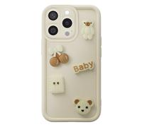 Avizar Case for iPhone 15 Pro with 3D Kawaii Teddy Bear Motifs and Raised Edge