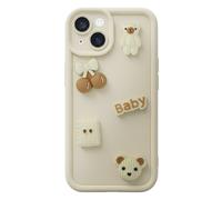 Avizar Case for iPhone 15 with 3D Kawaii Teddy Bear Motifs and Raised Edge