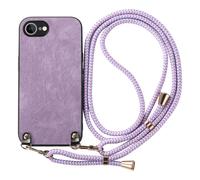 Avizar Case for iPhone 17e Vintage Leather-Look with Adjustable Lanyard, Purple