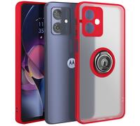 Avizar Case for Moto G54 Metal Ring Video Holder, Red