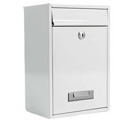 Avizar Compact Metal Wall-Mounted Mailbox with Key Lock 32x22x8.5cm, White