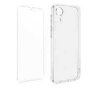 Avizar Cover for Galaxy A03 Core Silicone Soft tempered Glass 9H, Transparent