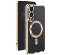 Avizar Cover for Galaxy S25 Edge Silicone Frame Chrome, Gold