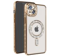 Avizar Diamond Case for iPhone 14 Plus Contour Strass, Gold