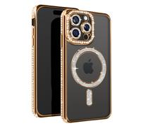 Avizar Diamond Case for iPhone 15 Pro Protection Around Strass, Gold
