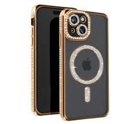 Avizar Diamond Case for iPhone 15 Protection Around Strass, Gold