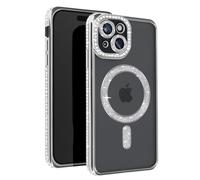 Avizar Diamond Case for iPhone 15 Protection Around Strass, Silver
