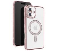 Avizar Diamond shell for iiPhone 16 Protection Contour Strass, Rose Gold