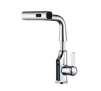 Avizar Extendable Basin Faucet with LED Temperature Display and Waterfall Mode