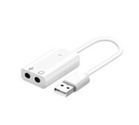 Avizar External USB to 3.5mm Jack Audio Card and Quality Sound Microphone, White