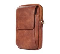 Avizar Faux Leather Smartphone Belt Pouch with Removable Shoulder Strap, Brown