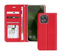 Avizar Flip Case for Fairphone 6 with Integrated Card Holder Video Stand, Red
