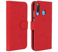 Avizar Flip wallet case, magnetic Cover with stand for Huawei P30 Lite, Red