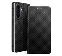 Avizar Folio Case for Galaxy A57 Carbon Effect Metallic Frame with Card Holder