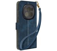 Avizar Folio case for Honor Magic 6 Pro Brushed Effect Wallet, Night blue