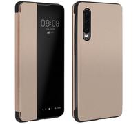 Avizar Folio Case for Huawei P30 Window Time Display Video Stand, Golden