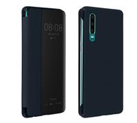 Avizar Folio Case for Huawei P30 Window Time Display Video Stand, Night blue