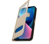 Avizar Folio Case for iPhone 13 Mini Double Window with Stand Function, Golden