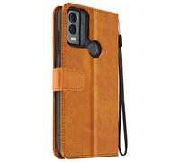 Avizar Folio case for Nokia C22 Wallet with hand strap, Light Brown