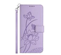 Avizar Honor 600 Smart Wallet Case with Oriental Lotus Design and Wrist Strap