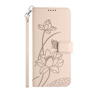 Avizar Honor 600 Smart Wallet Case with Oriental Lotus Design and Wrist Strap