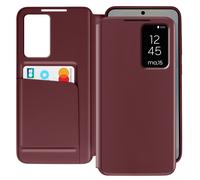 Avizar Leather Case for Galaxy S25 Plus Display Window Card Holder, Burgundy