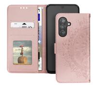 Avizar Mandala Flower Case for Galaxy A26 Wallet Strap, Rose Gold