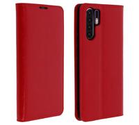 Avizar Real Leather Case for Huawei P30 Pro Case Card-holder Video Stand, Red