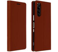 Case sony Xperia 5 Folio Real Leather Card Holder Video - Camel