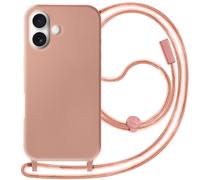 Avizar Semi-rigid Soft-touch Lanyard Case for iPhone 16, Champagne pink