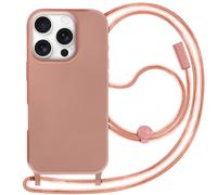 Avizar Semi-rigid Soft-touch Lanyard Case for iPhone 16 Pro, Champagne pink