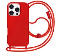 Avizar Semi-rigid Soft-touch Lanyard Case for iPhone 16 Pro, Red