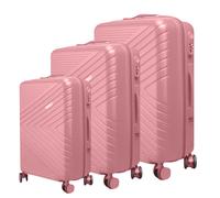 Avizar Set of 3 Hard-Shell Suitcases with Chevron Striped Texture and TSA Lock