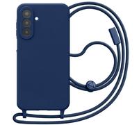 Avizar Silicone Case with Neck Lanyard for Galaxy A25 5G, Night blue