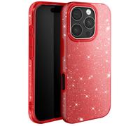 Avizar Sparkling Glitter Case for iPhone 16 Pro Max Shockproof, Red