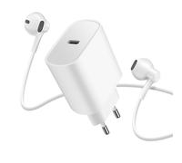 Avizar USB-C 20W Charger Pack + Wired Jack 3. Earphones5mm with Micro, White