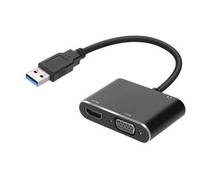 Avizar USB Hub Adapter to HDMI VGA Female Input 3.5mm Jack, Full HD 1080P